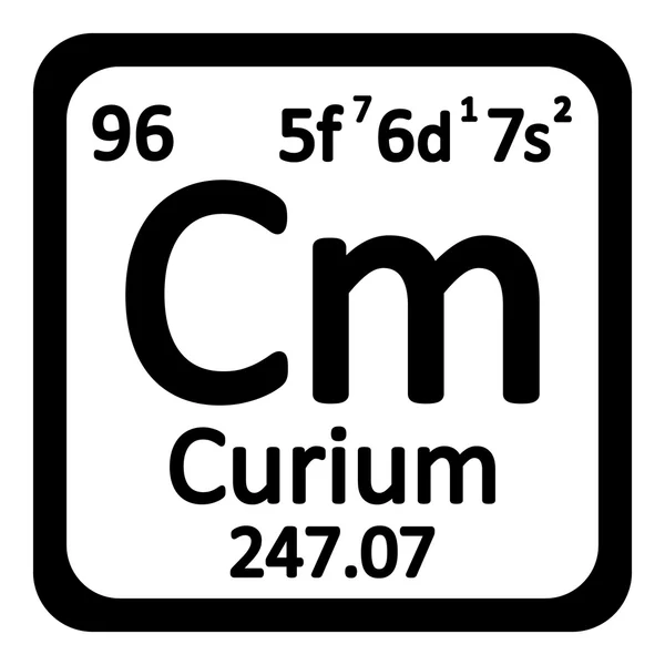 Ícone de curium de elemento de tabela periódica . — Vetor de Stock