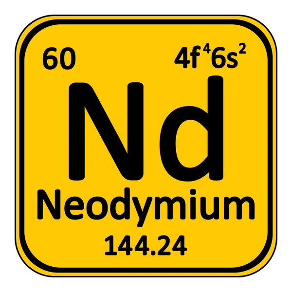 Ícone periódico do neodímio do elemento da tabela . —  Vetores de Stock