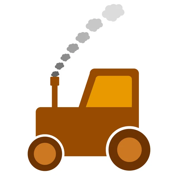Icono del tractor en blanco . — Vector de stock