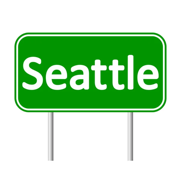 Seattle green road sign. — Stock Vector