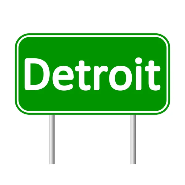 Detroit green road sign. — Stock Vector