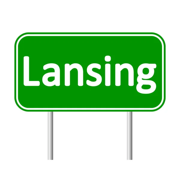 Lansing green road sign. — Stock Vector