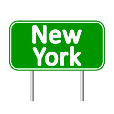 New york şehrinin yeşil yol levhası.