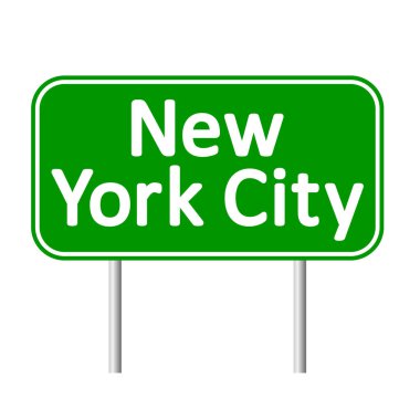 New york şehrinin yeşil yol levhası.