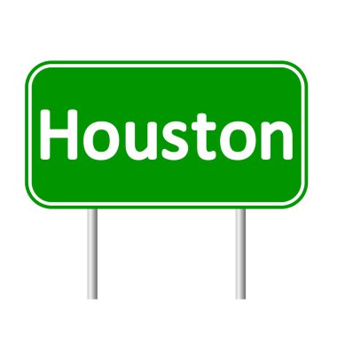 Houston yeşil yol levhası.