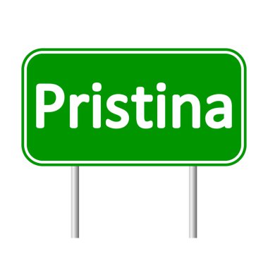 Priştine yol işareti.