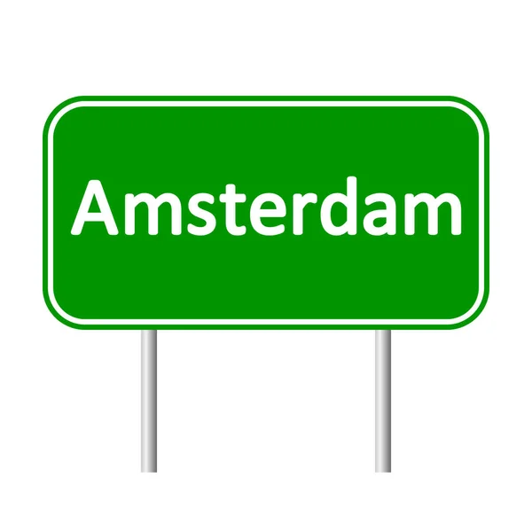 Amsterdam road sign. — Stock Vector