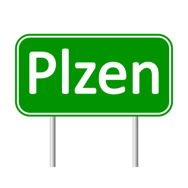 Plzen road sign. — Stock Vector