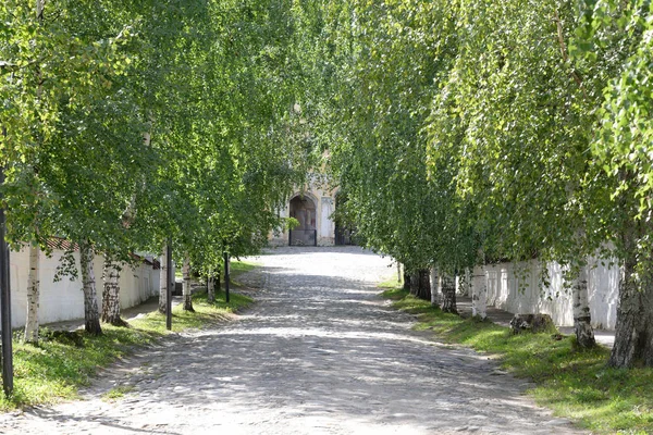 Alley in Kirillo-Belozersky monastery by day. — Stock Photo, Image