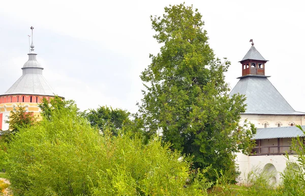 Wieże twierdzy w klasztorze Priluki Zbawiciela. — Zdjęcie stockowe