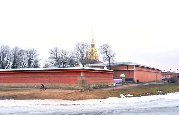 Donmuş nehir Neva ve Peter Paul Fortress Kalesi. — Stok fotoğraf