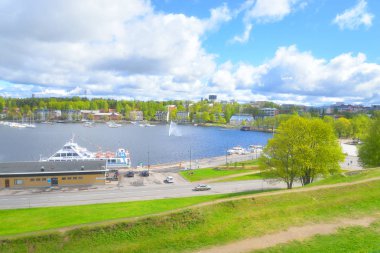 Lappeenranta şehir ve Saimaa Gölü görünümü.