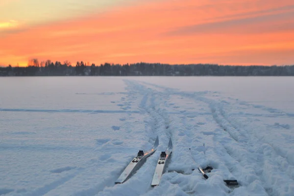 Winter landscape at sunset. — Stock Photo, Image
