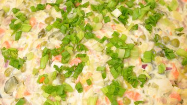 Geleneksel Rus salatası arka plan.