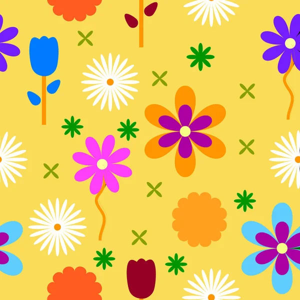 Bunte Blumen Hintergrund Muster. — Stockvektor