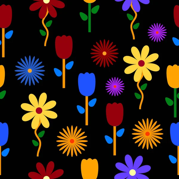 Färgglada blommor bakgrundsmönster. — Stock vektor