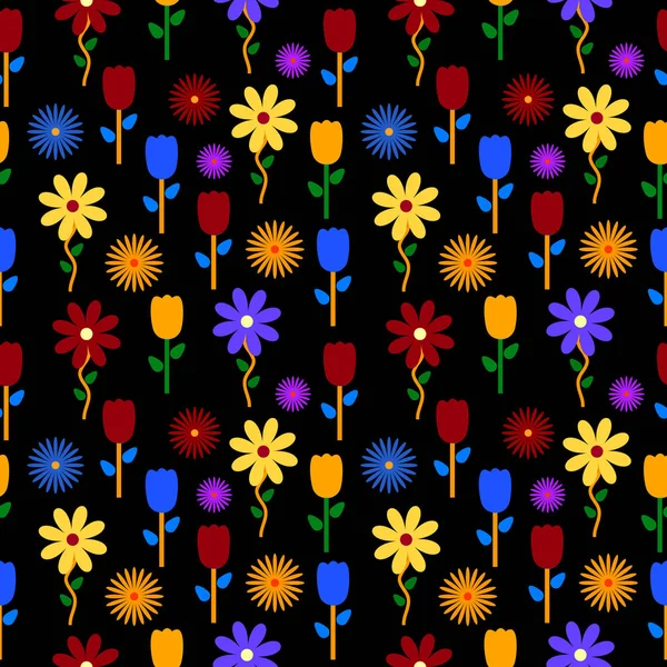 Bunte Blumen Hintergrund Muster. — Stockvektor