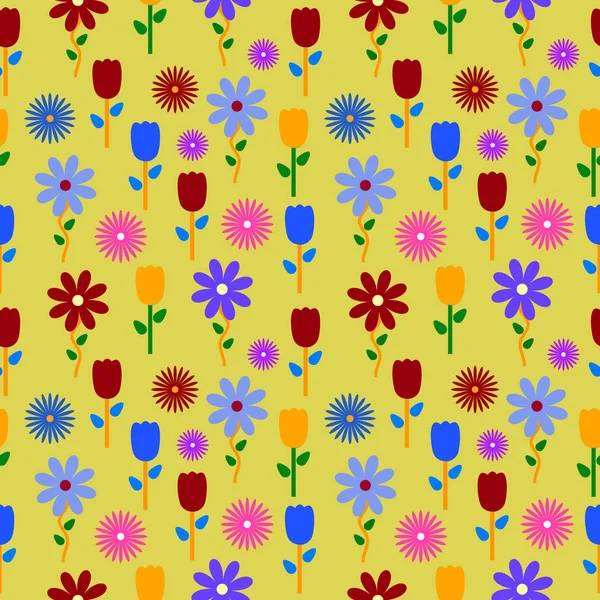 Colorful flowers background pattern. — Stock Vector