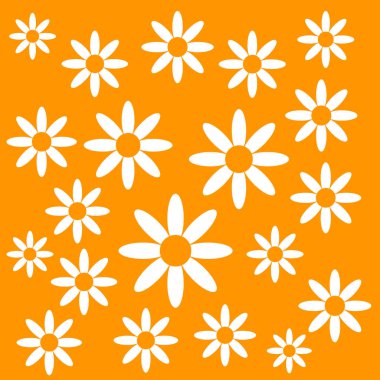 Chamomiles Sarı zemin üzerine.