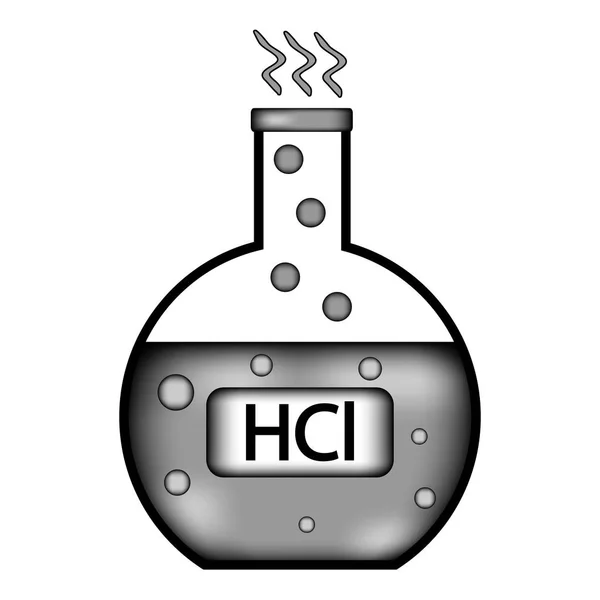 Laboratory glass with hydrochloric acid sign icon. — Stock Vector