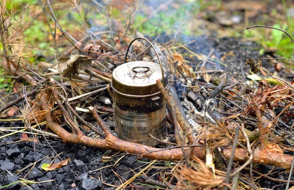 Pan on a bonfire. — Stock Photo, Image