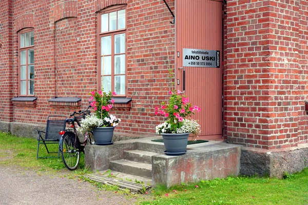 Pórtico da antiga casa em Lappeenranta . — Fotografia de Stock