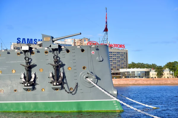 Krążownik Aurora na Newie. — Zdjęcie stockowe