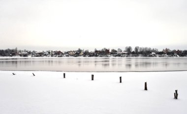 Neva Nehri'nin manzaraya kış bulut gün.