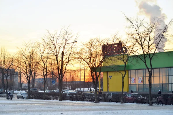 Microdistrict Ribatskoe at sunset. — Stock Photo, Image