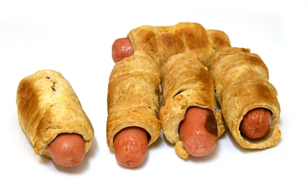 Pies with sausages. — Stock Photo, Image