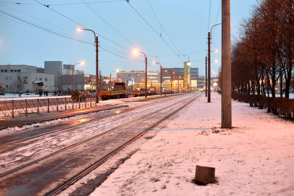 Město ulice na zimní večer.. — Stock fotografie