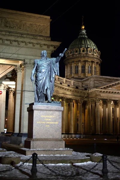 Kazan kathedraal in st. petersburg per nacht. — Stockfoto