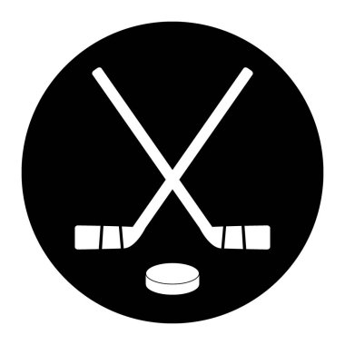 İki çapraz hokey sopaları ve puck simgesi.