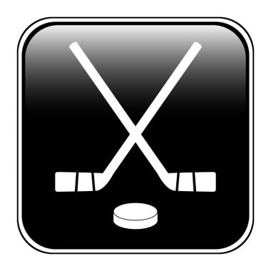 İki çapraz hokey sopaları ve puck simgesi.