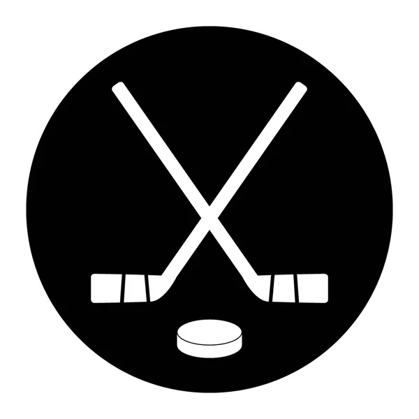 Two crossed hockey sticks and puck icon. — Stock Vector