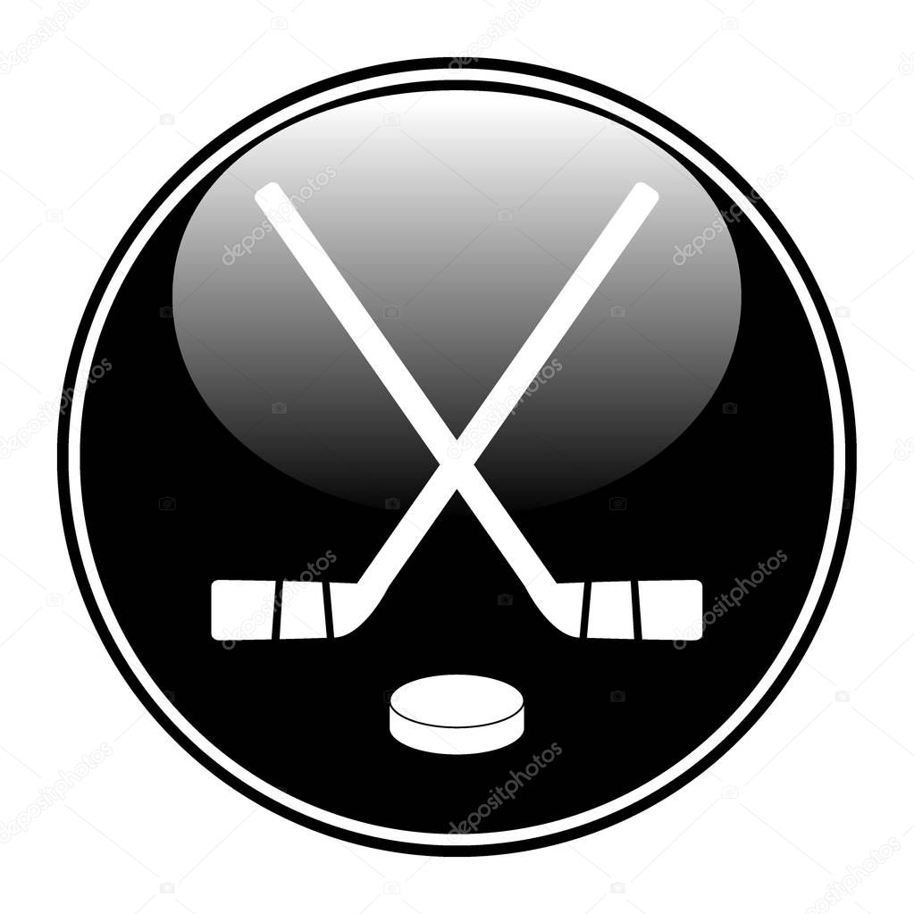 Two crossed hockey sticks and puck icon. — Stock Vector © konstsem