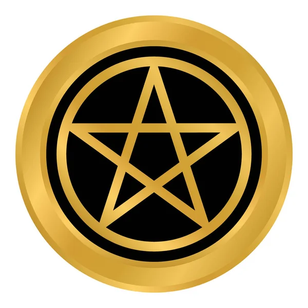 Pentagram button on white. — Stock Vector