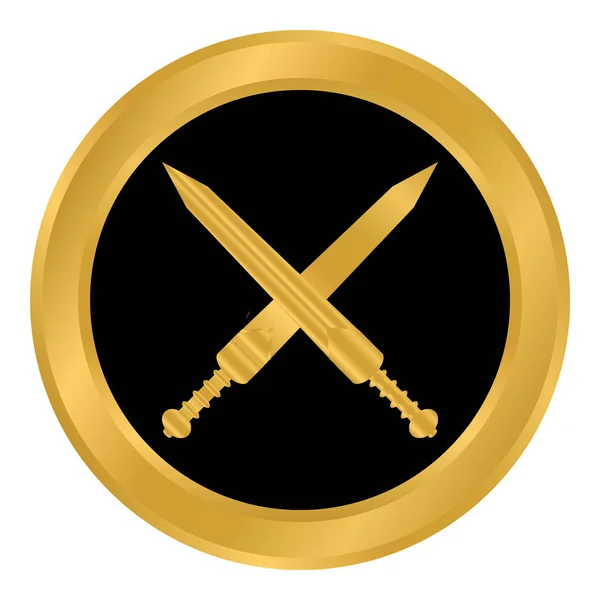 Crossed gladius swords button. — Stock Vector