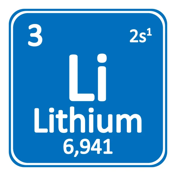 Icona litio elemento tavola periodica . — Vettoriale Stock