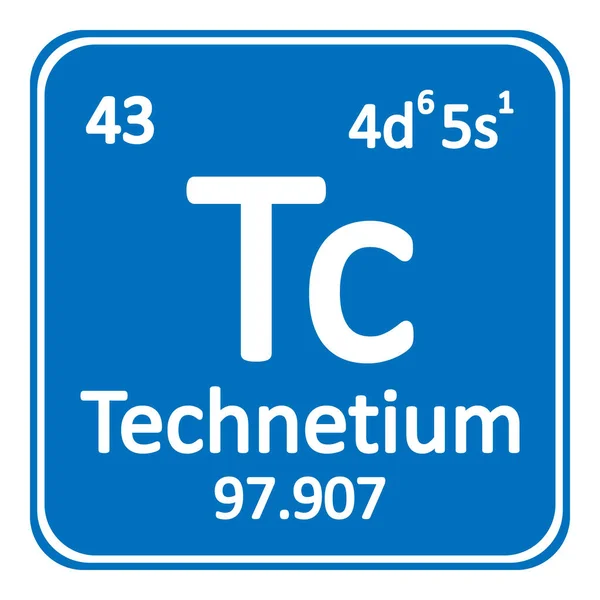 Ícone periódico do technetium do elemento da tabela . — Vetor de Stock