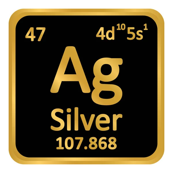 Tabla periódica elemento icono de plata . — Vector de stock