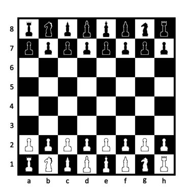 Satranç taşlı satranç tahtası.