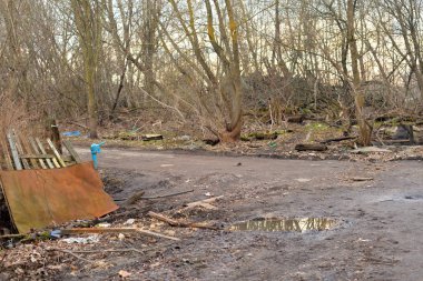 Kırsal kirli yol, erken Bahar.