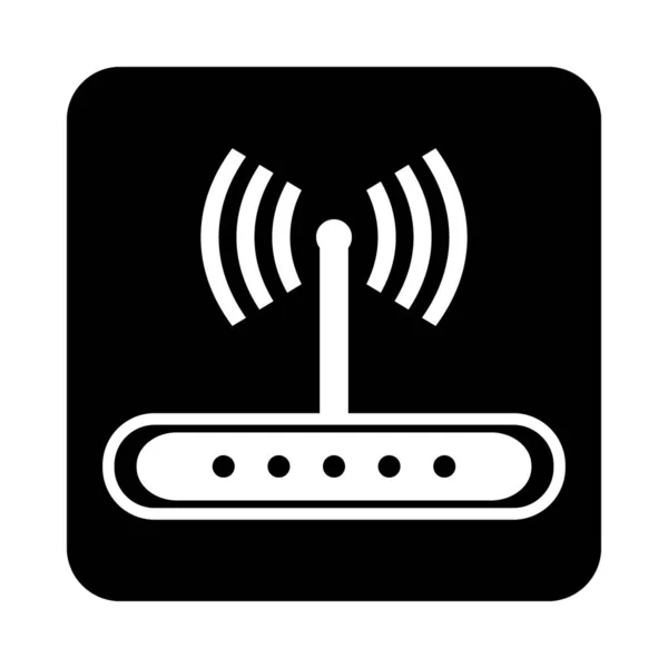 Icono del router en negro . — Vector de stock