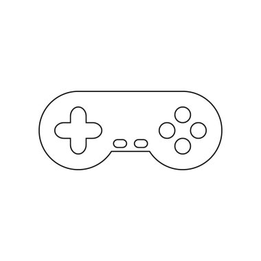 Beyaz üzerine oyun konsolu simgesi.