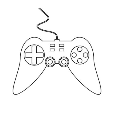 Beyaz üzerine oyun konsolu simgesi.