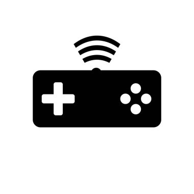 Beyaz üzerine oyun konsolu simgesi.