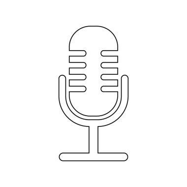 Beyaz üzerine mikrofon simgesi.
