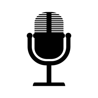 Beyaz üzerine mikrofon simgesi.