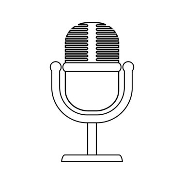 Beyaz üzerine mikrofon simgesi.